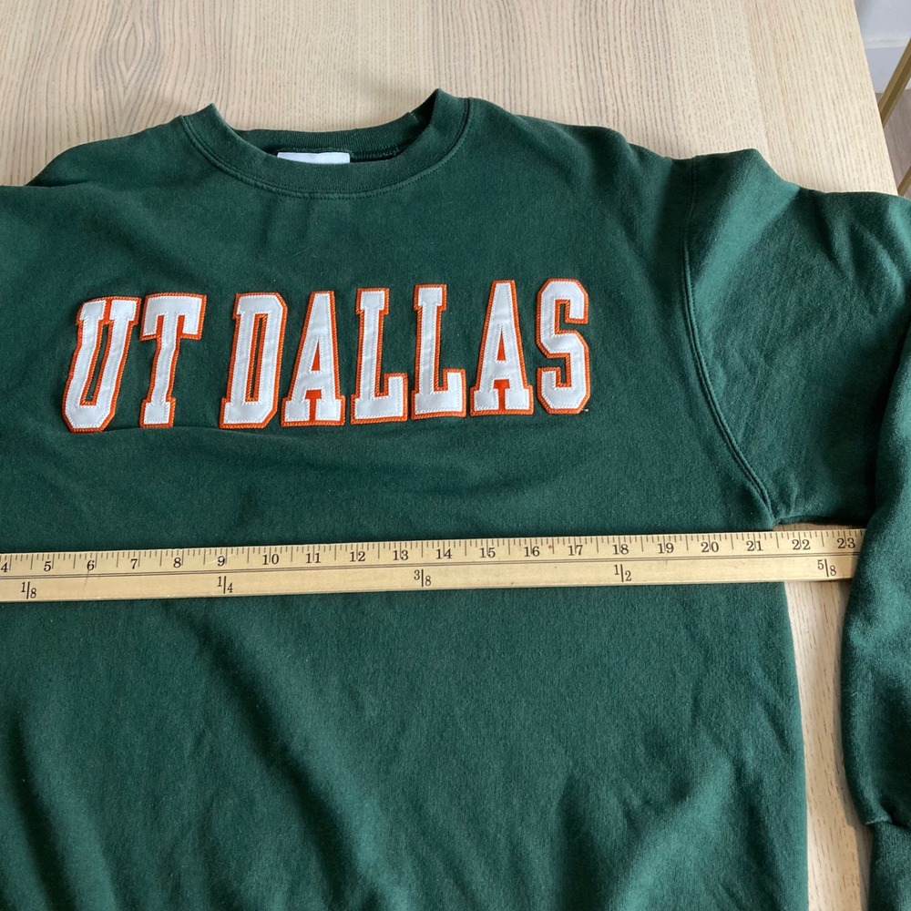 Champion UT Dallas Unisex Sweatshirt Medium Green Crewneck Pullover University - Picture 6 of 7